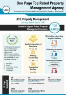 One page top rated property management agency presentation report infographic ppt pdf document