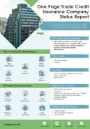 One page trade credit insurance company status report presentation infographic ppt pdf document