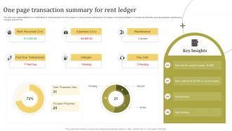One Page Transaction Summary For Rent Ledger