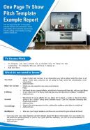 One page tv show pitch template example report presentation report infographic ppt pdf document