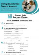 One page university intake diagnostic assessment presentation report infographic ppt pdf document