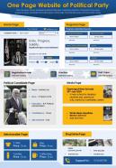 One page website of political party presentation report infographic ppt pdf document