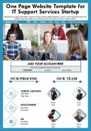 One Page Website Template For It Support Services Startup Presentation Report Infographic PPT PDF Document