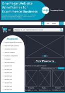 One page website wireframes for ecommerce business presentation report ppt pdf document