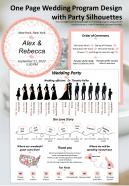 One page wedding program design with party silhouettes presentation report infographic ppt pdf document