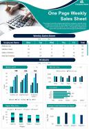 One page weekly sales sheet presentation report infographic ppt pdf document