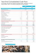 One page year end consolidated cash flow presentation report infographic ppt pdf document