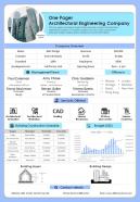One Pager Architectural Engineering Company Presentation Infographic PPT PDF Document