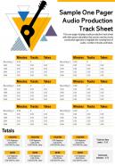 One pager audio production track sheet presentation report infographic ppt pdf document