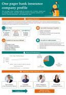 One Pager Bank Insurance Company Profile Presentation Report Infographic PPT PDF Document