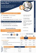 One pager bug protector product safety sheet presentation report ppt pdf document