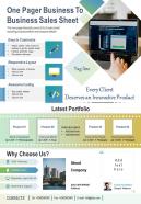One pager business to business sales sheet presentation report infographic ppt pdf document