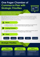 One pager chamber of commerce plan with strategic priorities presentation report infographic ppt pdf document