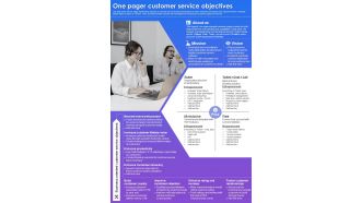 One Pager Customer Service Objectives Presentation Report Infographic PPT PDF Document