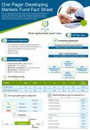 One pager developing markets fund fact sheet presentation report infographic ppt pdf document