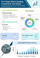 One pager direct lending investments fact sheet presentation report infographic ppt pdf document