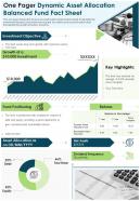 One pager dynamic asset allocation balanced fund fact sheet presentation report infographic ppt pdf document