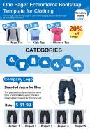 One pager ecommerce bootstrap template for clothing presentation report infographic ppt pdf document