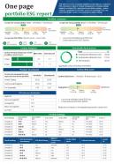 One Pager ESG Report Presentation Report Infographic Ppt Pdf Document