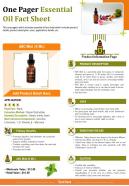 One pager essential oil fact sheet presentation report infographic ppt pdf document