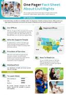 One pager fact sheet about civil rights presentation report infographic ppt pdf document