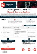 One Pager Fact Sheet For Hazard Communication Presentation Report Infographic PPT PDF Document