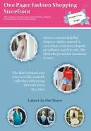 One Pager Fashion Shopping Storefront Presentation Report Infographic PPT PDF Document