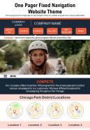 One Pager Fixed Navigation Website Theme Presentation Report Infographic PPT PDF Document