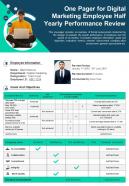 One Pager For Digital Marketing Employee Half Yearly Performance Review Presentation Infographic Ppt Pdf Document