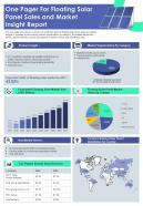 One Pager For Floating Solar Panel Sales And Market Insight Report Presentation Infographic Ppt Pdf Document