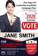One pager for leadership candidate campaign flyer presentation report infographic ppt pdf document