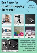 One pager for lifestyle shopping storefront presentation report infographic ppt pdf document