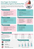 One Pager For Outdoor Advertising Agency Business Plan Presentation Report Infographic PPT PDF Document