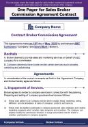 One pager for sales broker commission agreement contract presentation report ppt pdf document