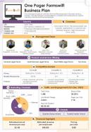 One Pager Formswift Business Plan Presentation Report Infographic PPT PDF Document