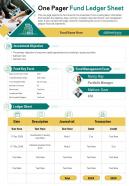 One pager fund ledger sheet presentation report infographic ppt pdf document