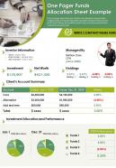 One pager funds allocation sheet example presentation report infographic ppt pdf document