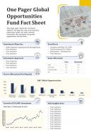 One pager global opportunities fund fact sheet presentation report infographic ppt pdf document
