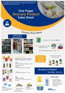 One pager grocery product sales sheet presentation report infographic ppt pdf document