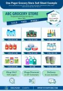 One Pager Grocery Store Sell Sheet Example Presentation Report Infographic PPT PDF Document