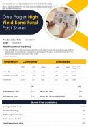 One pager high yield bond fund fact sheet presentation report infographic ppt pdf document