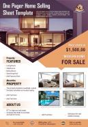 One pager home selling sheet template presentation report infographic ppt pdf document