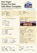 One pager house for sale info sheet template presentation report infographic ppt pdf document