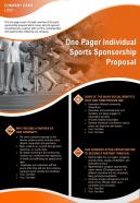 One pager individual sports sponsorship proposal presentation report infographic ppt pdf document