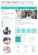 One pager lifestyle blogger template presentation report infographic ppt pdf document