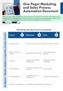 One pager marketing and sales process automation presentation report infographic ppt pdf document