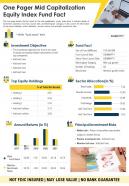 One pager mid capitalization equity index fund fact sheet presentation report infographic ppt pdf document