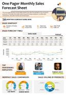 One pager monthly sales forecast sheet presentation report infographic ppt pdf document