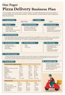 One Pager Pizza Delivery Business Plan Presentation Report Infographic PPT PDF Document