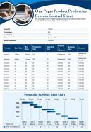 One Pager Product Production Process Control Sheet Presentation Report Infographic PPT PDF Document